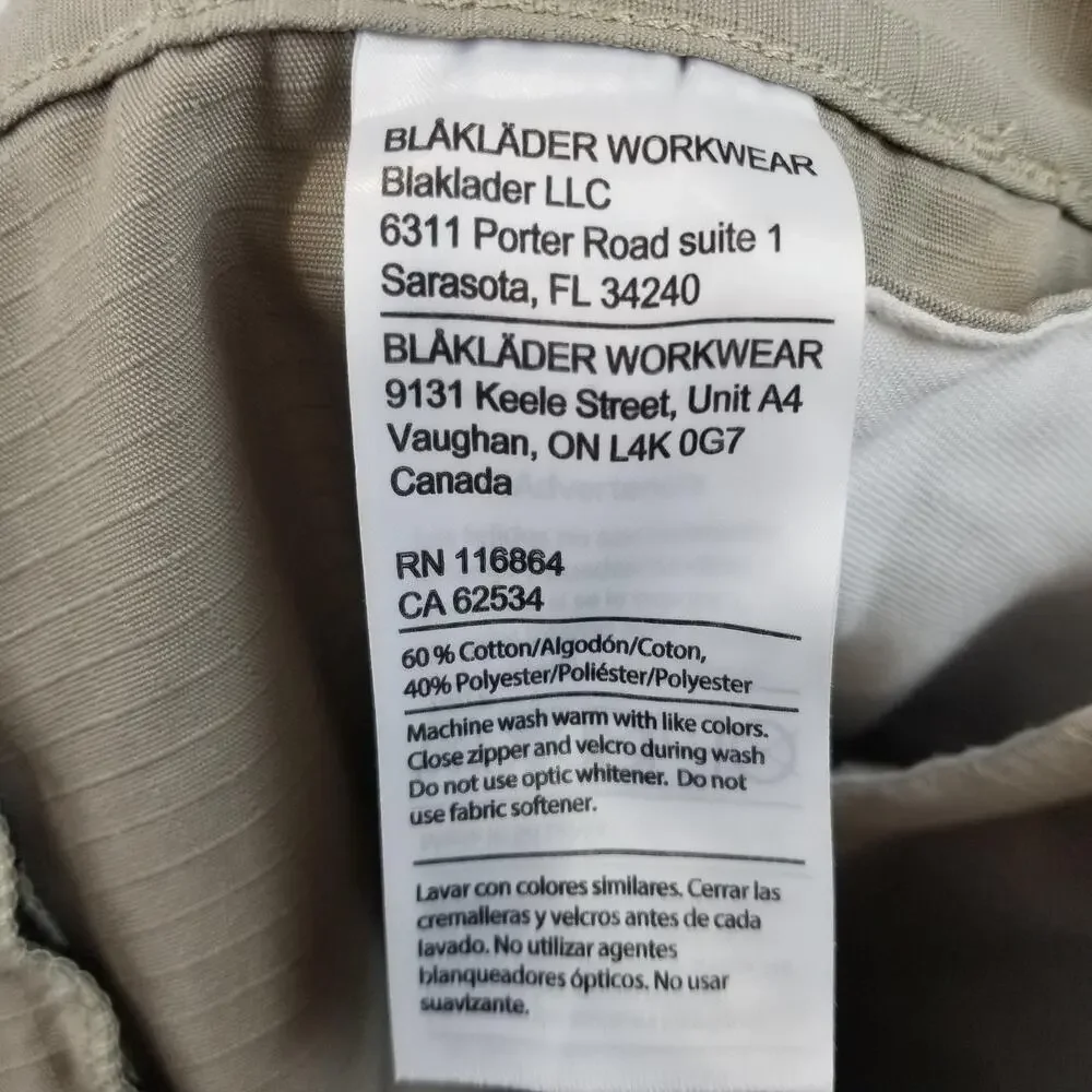 Blaklader Shorts Mens 38 Beige Canvas Workwear Utility Cargo Tool Pockets